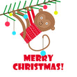 Merry Christmas Funny Monkey Hanging On A Branch Confetti-exploding Greetings Card