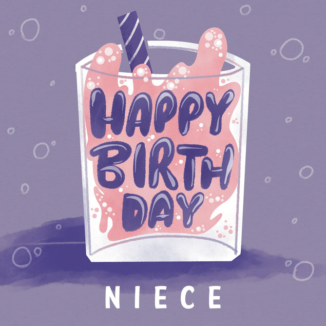 Fresh Strawberry Milkshake Happy Birthday Niece Confetti-exploding Greetings Card