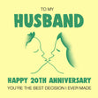 The Best Decision Happy 20th Anniversary Husband Confetti-exploding Greetings Card