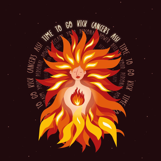 Time To Go Kick Cancer's Ass Fire Woman Confetti-exploding Greetings Card
