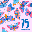 Delicate Pink Butterfly 75th Birthday Confetti-exploding Greetings Card