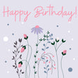 Cute Purple Floral Happy Birthday Confetti-exploding Greetings Card