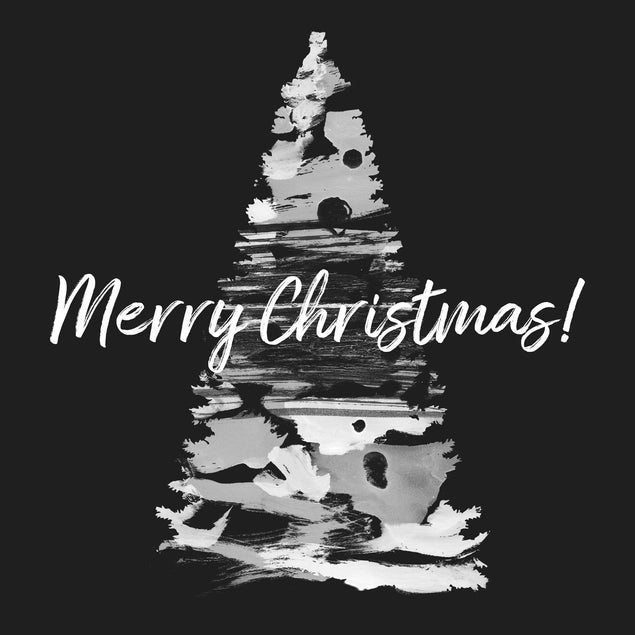 Black And White Abstract Merry Christmas Confetti-exploding Greetings Card
