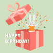 Happy Birthday Surprise Rabbit Pink Confetti-exploding Greetings Card