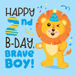 Cute Lion Happy 2nd Birthday Brave Boy Confetti-exploding Greetings Card