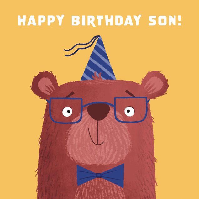 Happy Birthday Son Cute Bear Confetti-exploding Greetings Card