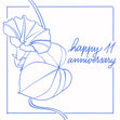 Blue Abstract Flower Happy 11th Anniversary Confetti-exploding Greetings Card
