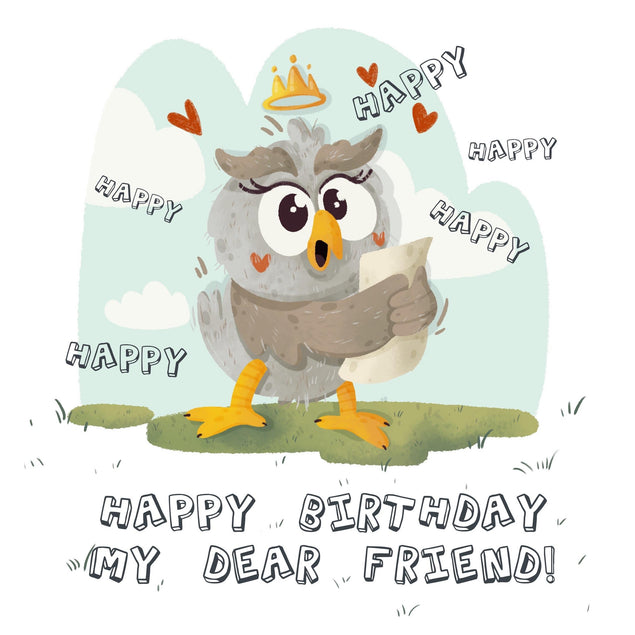 Happy Owl Happy Birthday Confetti-exploding Greetings Card