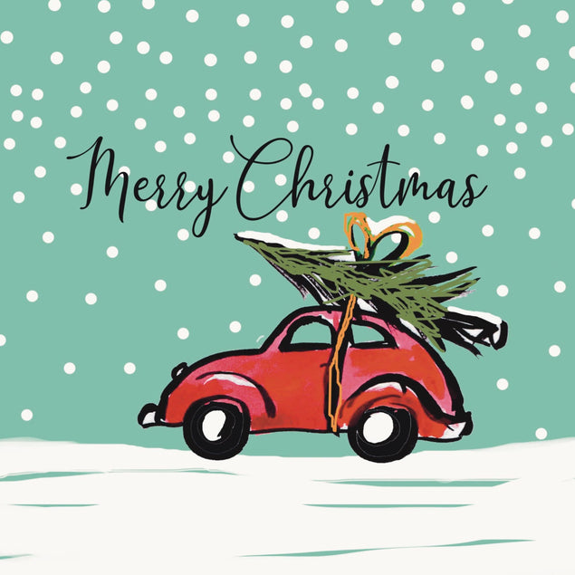 Vintage Style Collecting The Christmas Tree Confetti-exploding Greetings Card