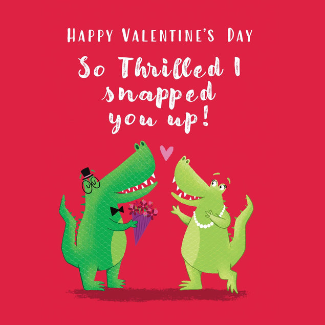 Thrilled I Snapped You Up Crocodile Valentine's Day Confetti-exploding Greetings Card