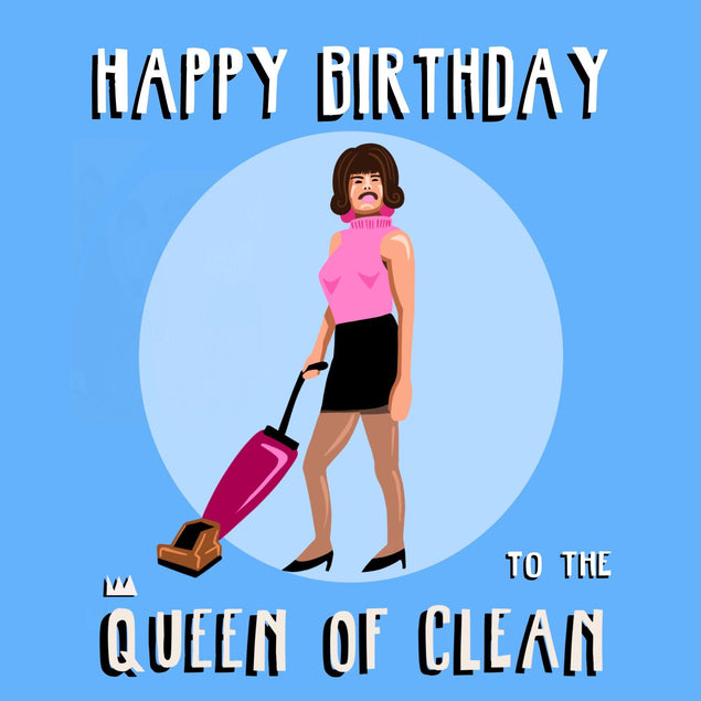 The Queen of Clean Confetti-exploding Greetings Card