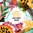 Happy Birthday Hottest Wife Colourful Tropical Plants Confetti-exploding Greetings Card