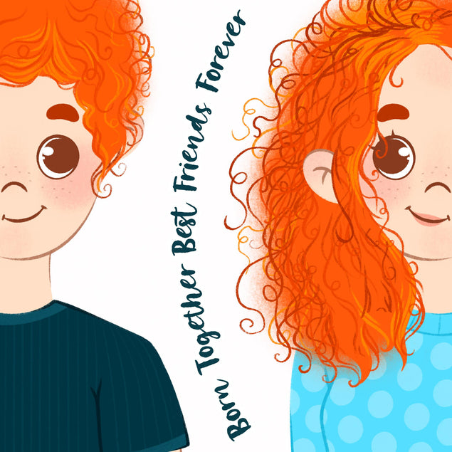Redheads Boy And Girl Born Together Best Friends Forever Happy Birthday Confetti-exploding Greetings Card