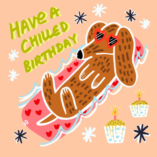 Have A Chilled Birthday Cool Dachshund Confetti-exploding Greetings Card
