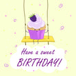 Happy Birthday Cute Sweet Cupcake Confetti-exploding Greetings Card