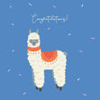 Cute Alpaca On The Blue Background Congratulations Confetti-exploding Greetings Card
