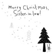 Merry Christams Sister-in-law Black Pine Confetti-exploding Greetings Card