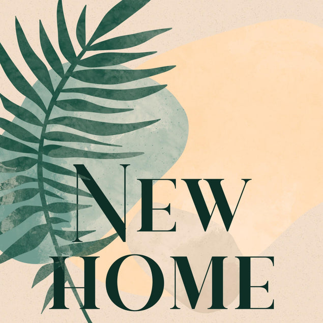 New Home Abstract Palm Leaf Confetti-exploding Greetings Card