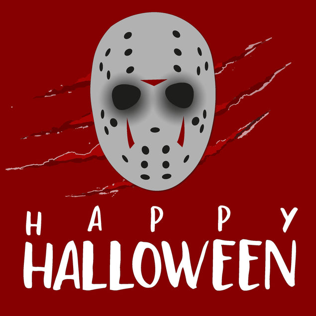 Creepy Mask Happy Halloween Confetti-exploding Greetings Card