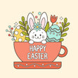 Happy Easter Rabbit Tea Cup Confetti-exploding Greetings Card