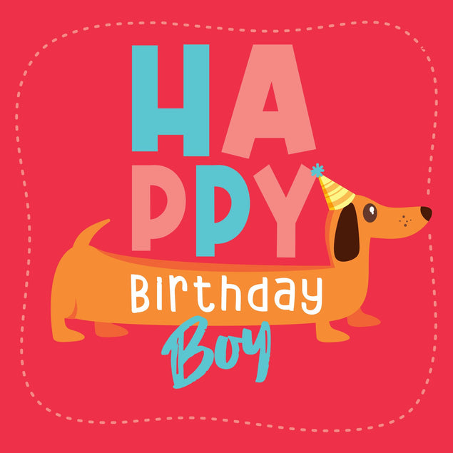 Happy Birthday Boy Dachshund Confetti-exploding Greetings Card