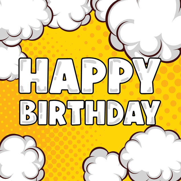 Happy Birthday Comic Clouds Confetti-exploding Greetings Card