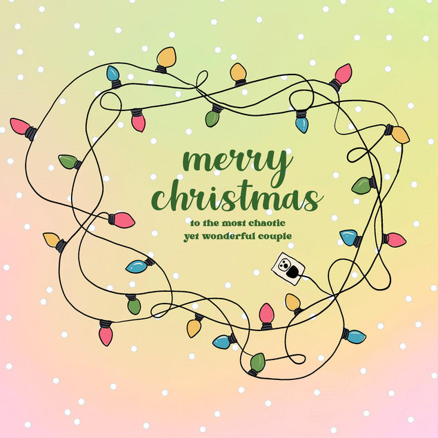 Merry Christmas Wonderful Couple Tangled Christmas Lights Confetti-exploding Greetings Card