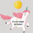 Unicorn With Balloon It's My Happy Birthday Confetti-exploding Greetings Card