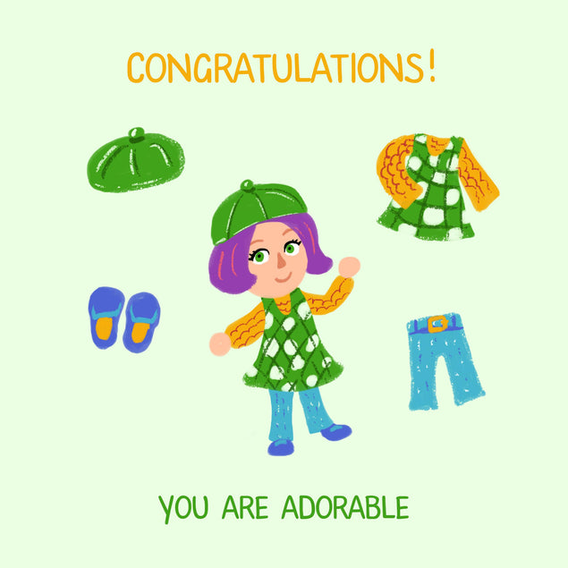 Stylish Outfit Congratulations To An Adorable Girl Confetti-exploding Greetings Card