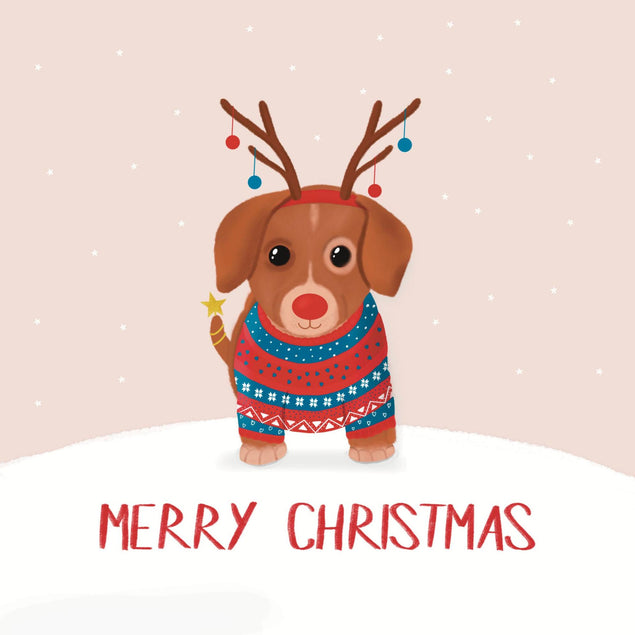 Merry Christmas From Dachshund Confetti-exploding Greetings Card
