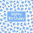 Blue Lovely Floral Print Happy Birthday Confetti-exploding Greetings Card