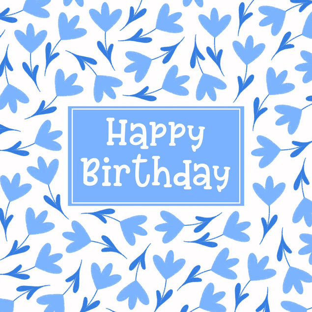 Blue Lovely Floral Print Happy Birthday Confetti-exploding Greetings Card