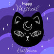 Mystical Cat Happy Halloween Confetti-exploding Greetings Card