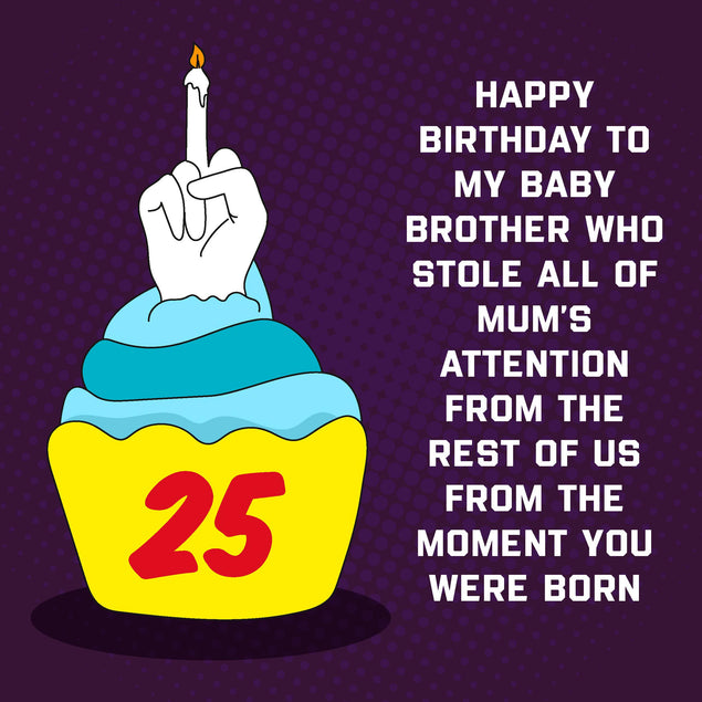 Happy 25th Birthday Brother F*ck You Cake Confetti-exploding Greetings Card