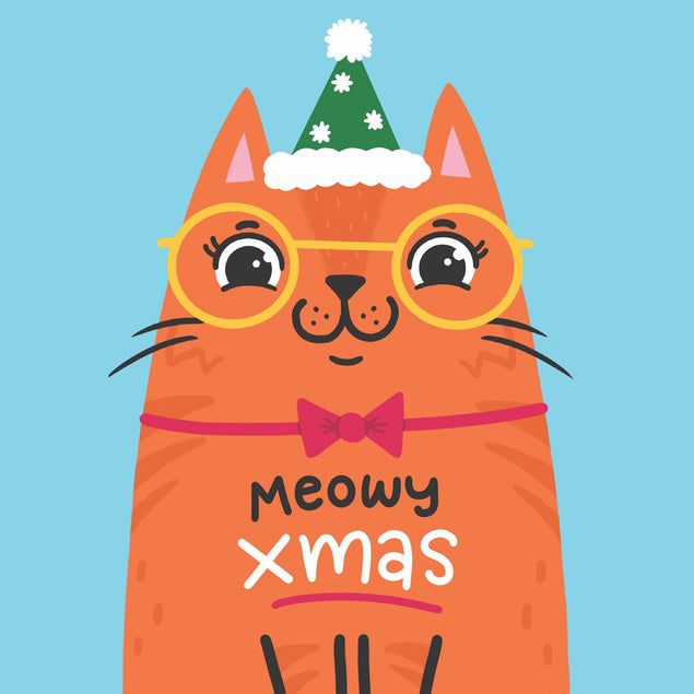 Meowy Christmas Ginger Cat Confetti-exploding Greetings Card