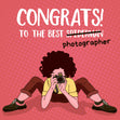 Cograts! To The Best Photographer Girl With A Camera Confetti-exploding Greetings Card