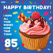 Sweet Cupcake Happy 85th Birthday Confetti-exploding Greetings Card