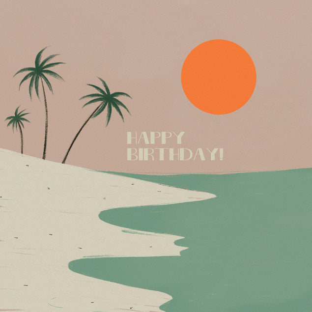 Happy Birthday Tropical View Confetti-exploding Greetings Card