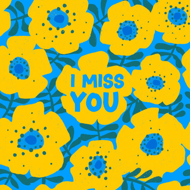 Beautiful Yellow Flowers I Miss You Confetti-exploding Greetings Card