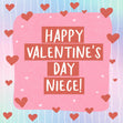 Happy Valentine's Day Niece Tiny Red Hearts Confetti-exploding Greetings Card