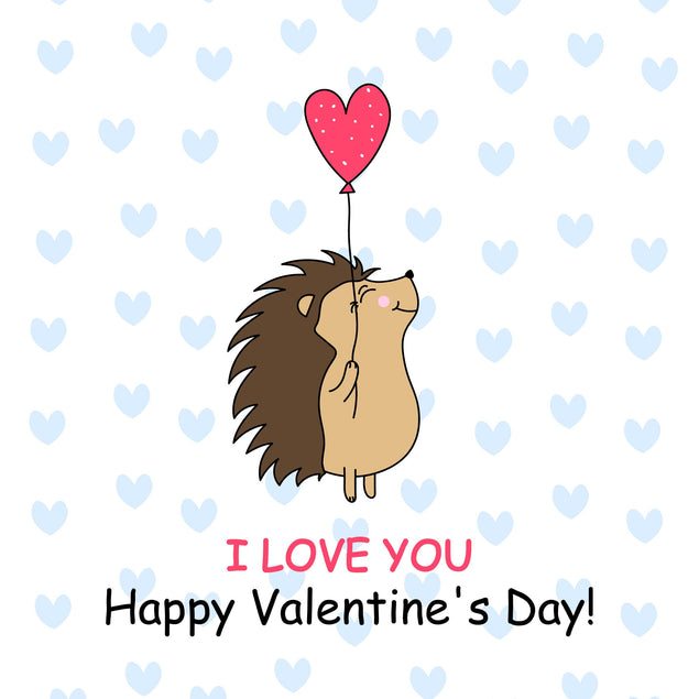 Hedgehog With Balloon Valentine's Confetti-exploding Greetings Card