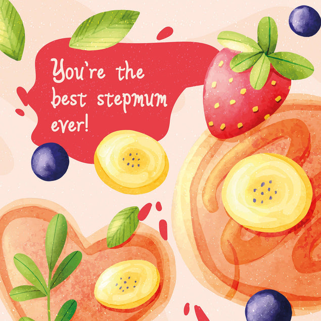 Happy Birthday Stepmum Pancakes With Berries Confetti-exploding Greetings Card