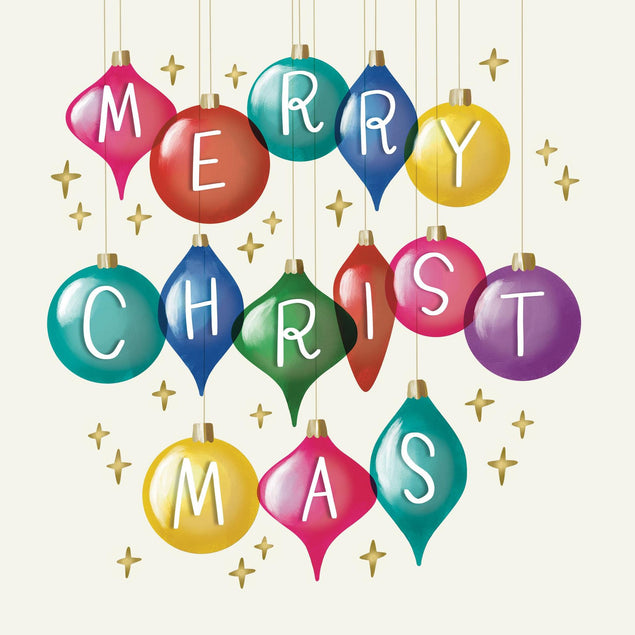 Merry Christmas Baubles Confetti-exploding Greetings Card