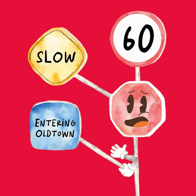 Warning Road Sign 60th Birthday Confetti-exploding Greetings Card