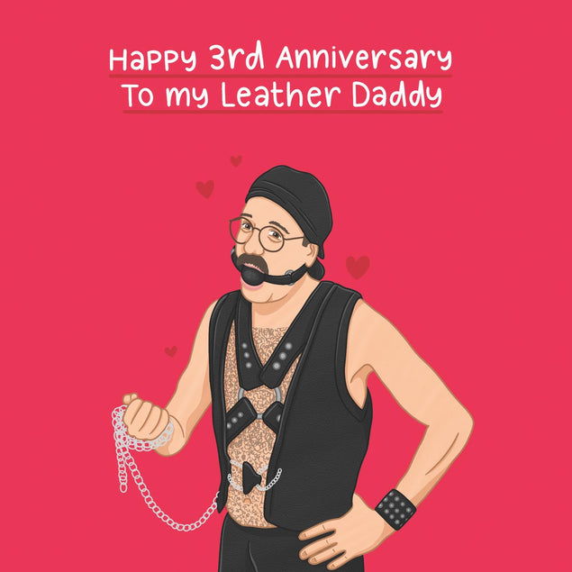 Leather Daddy 3rd Anniversary Confetti-exploding Greetings Card