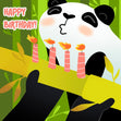 Green Bamboo Background Panda Happy Birthday Confetti-exploding Greetings Card