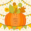 Happy Thanksgiving Pumpkin And Plants Confetti-exploding Greetings Card