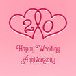 Happy 20th Anniversary Pink Hearts Confetti-exploding Greetings Card