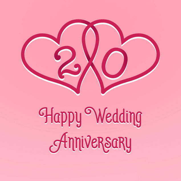 Happy 20th Anniversary Pink Hearts Confetti-exploding Greetings Card