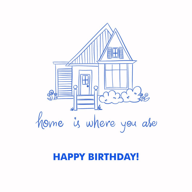 Happy Birthday Blue House Confetti-exploding Greetings Card